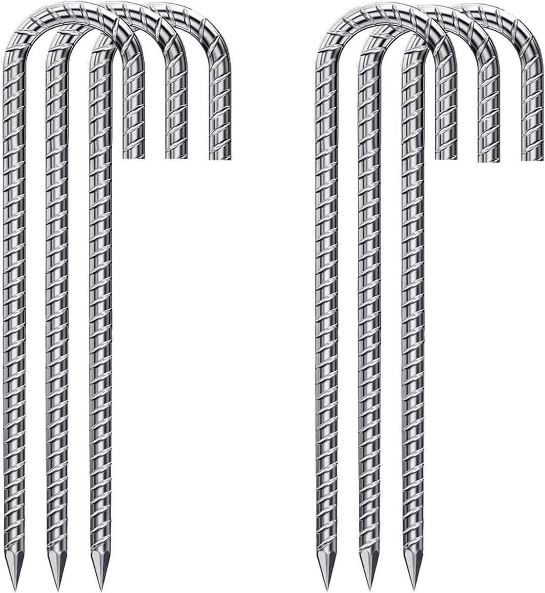 Goedkoopste 6 stuks verzinkte grondanker-haringen - 30 cm J-vormig - stabiele tentharingen - stalen trampoline bevestiging - camping tenten luifels outdoor