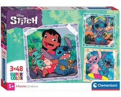 foto van Clementoni - Puzzel - 3x48 Stukjes - Lilo & Stitch - Kinderpuzzel - Vanaf 5 jaar