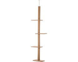 Foto: Kattenboom met houten look krabpaal met huisje hangmat transparante space dome modern design 9mm mdf beige