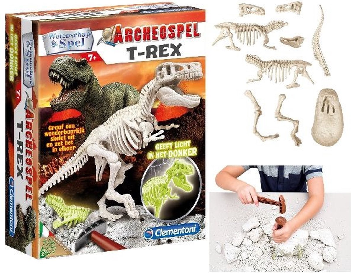 Clementoni Wetenschap & Spel - Archeospel T-rex - Experimenteerdoos - Archeologie speelgoed - Opgravingsset