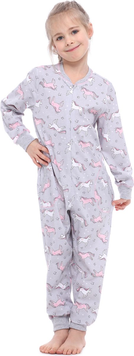 Merry Style Kinder Pyjama - ronde hals - lange mouwen - lange broek met zakken - Katoen - MS-MS10-186-PJ - Melange Einhorn - 146-152