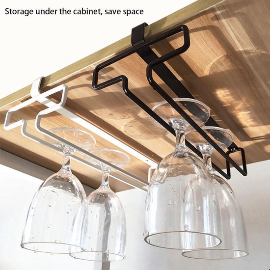 Abcsea 50 cm roestvrij staal wijnglas houder rek, chroom wijnglas houders opknoping onder plank, 1 stuk (2 rijen