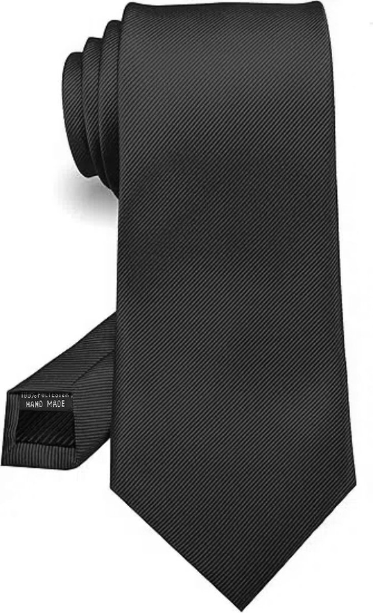 Geweo Stropdas Zwart - Stropdassen Heren - Klassiek en formeel - Effen - B 8cm - L 146cm