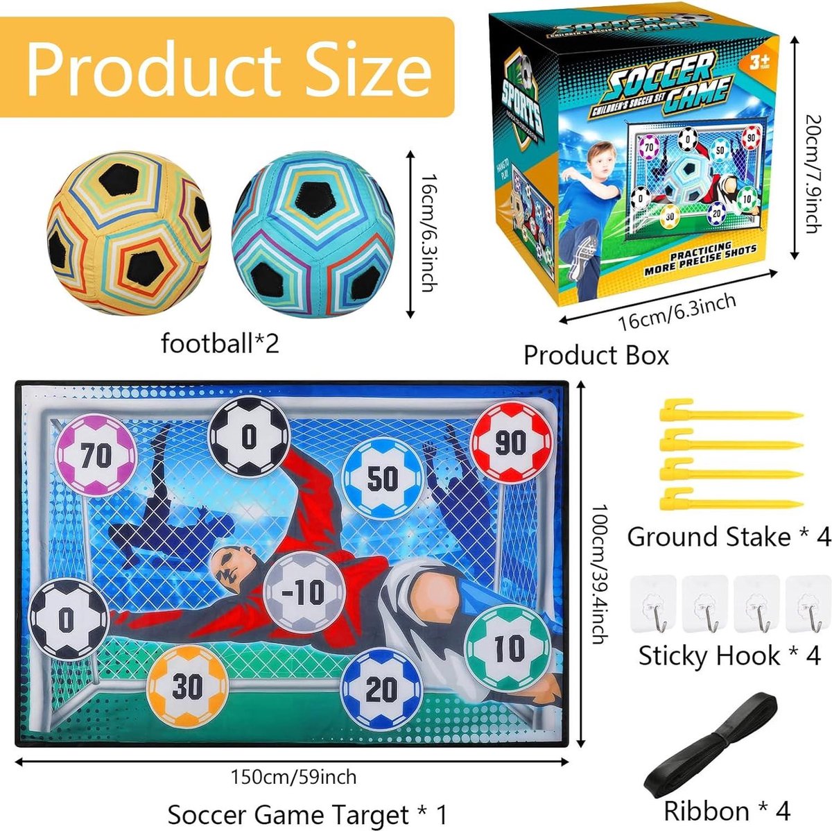 OBEST – Tapis De Football Pour Enfants – Flanelle Pliable – Avec 2 Ballons Lumineux, Pompe, Crochets – Jeu Intérieur/extérieur – Cadeau 3-10 Ans