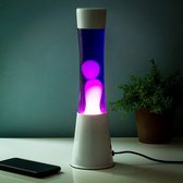 Lavalamp wit met paarse vloeistof en witte lava van Fisura
