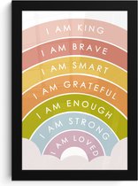 Poster in lijst - Fotolijst 20x30 cm - Posters - Regenboog - Kleuren - Quotes - Posterlijst zwart - Kamer decoratie - Wanddecoratie kinderkamer - Muurdecoratie babykamer