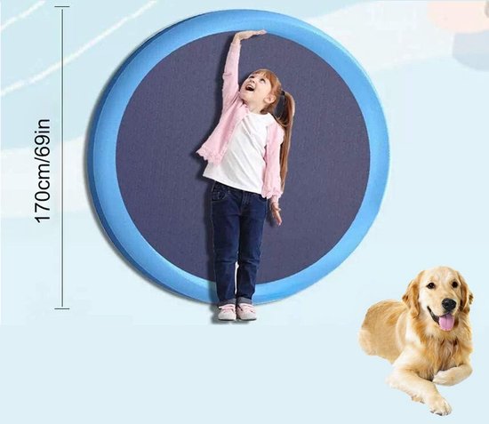 Peteast Hondenzwembad voor grote en kleine honden en kinderen, 170 cm, opvouwbare splash sprinkler pad, 0,58 mm, verdikt, antislip, waterspeelgoed, milieuvriendelijk, duurzaam, kinderbadje hond, roze