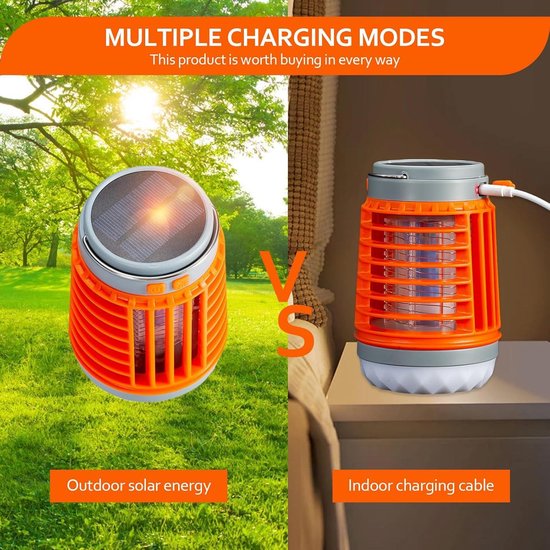 Oplaadbare Muggenlamp Met 3000V, UV-LED, IPX4 Waterdicht, 360° Dekking, Perfect Voor Binnen En Buiten (wit)
