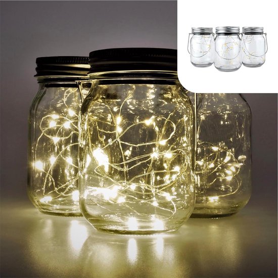 Glazen fles op zonne-energie, zonnelamp, LED-verlichting