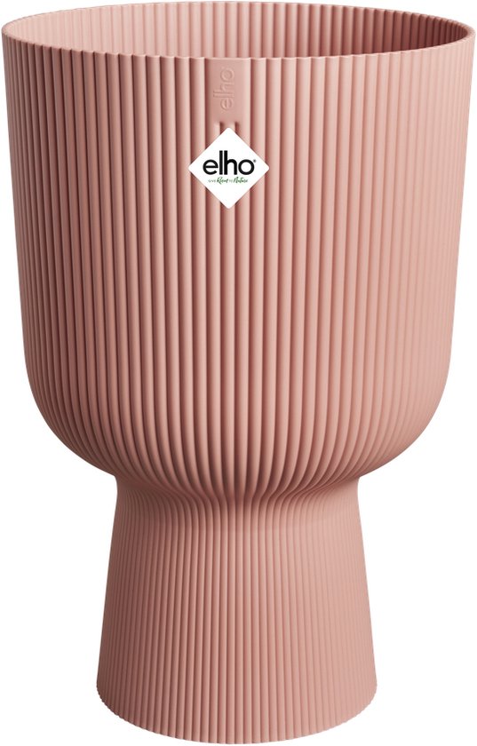 Elho Vibes Fold Coupe 30 - Pot De Fleurs pour Intérieur - Plastique 100% recyclé - Ø 29.5 x H 44.7 cm - Rose poudré