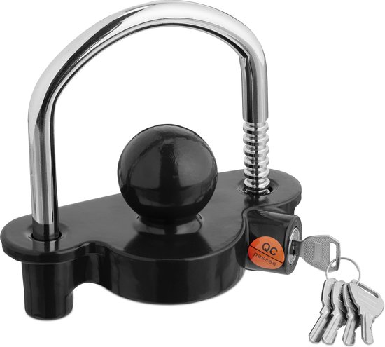 Antivol de remorque Relaxdays pour voiture - antivol de remorque - antivol de caravane - antivol d'attelage - noir