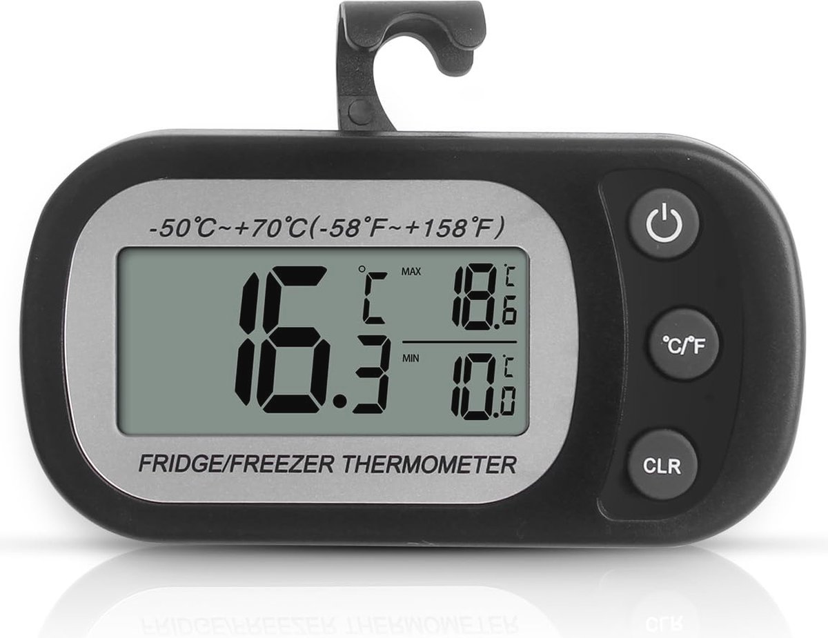 Digitale Koelkastthermometer met Maximum/Minimum Functie - Waterdicht, Nauwkeurig Temperatuur Bereik - Voor Koelkast en Vriezer