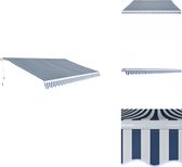 vidaXL Auvent extensible - 500 cm - Blauw et Wit - Protection solaire pour fenêtre