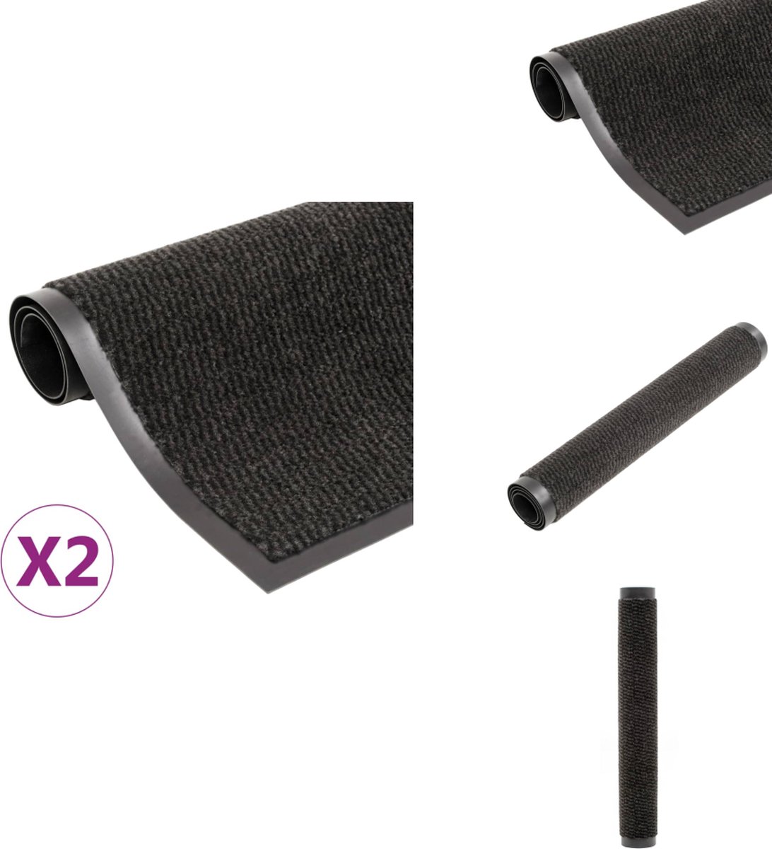 vidaXL Deurmat - Deurmatten - Droogloopmat - Droogloopmatten - Droogloopmatten 2 st rechthoekig getuft 80x120 cm zwart