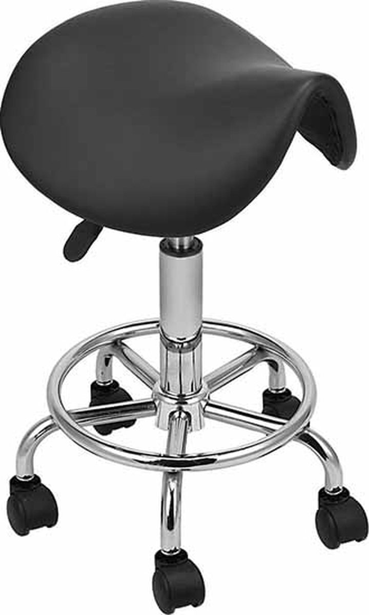 Lowander zadelkruk ergonomisch - Tabouret – Mobiele kruk op wielen – In hoogte verstelbaar van 47-62 cm - Zwart - Lowander - €54,99