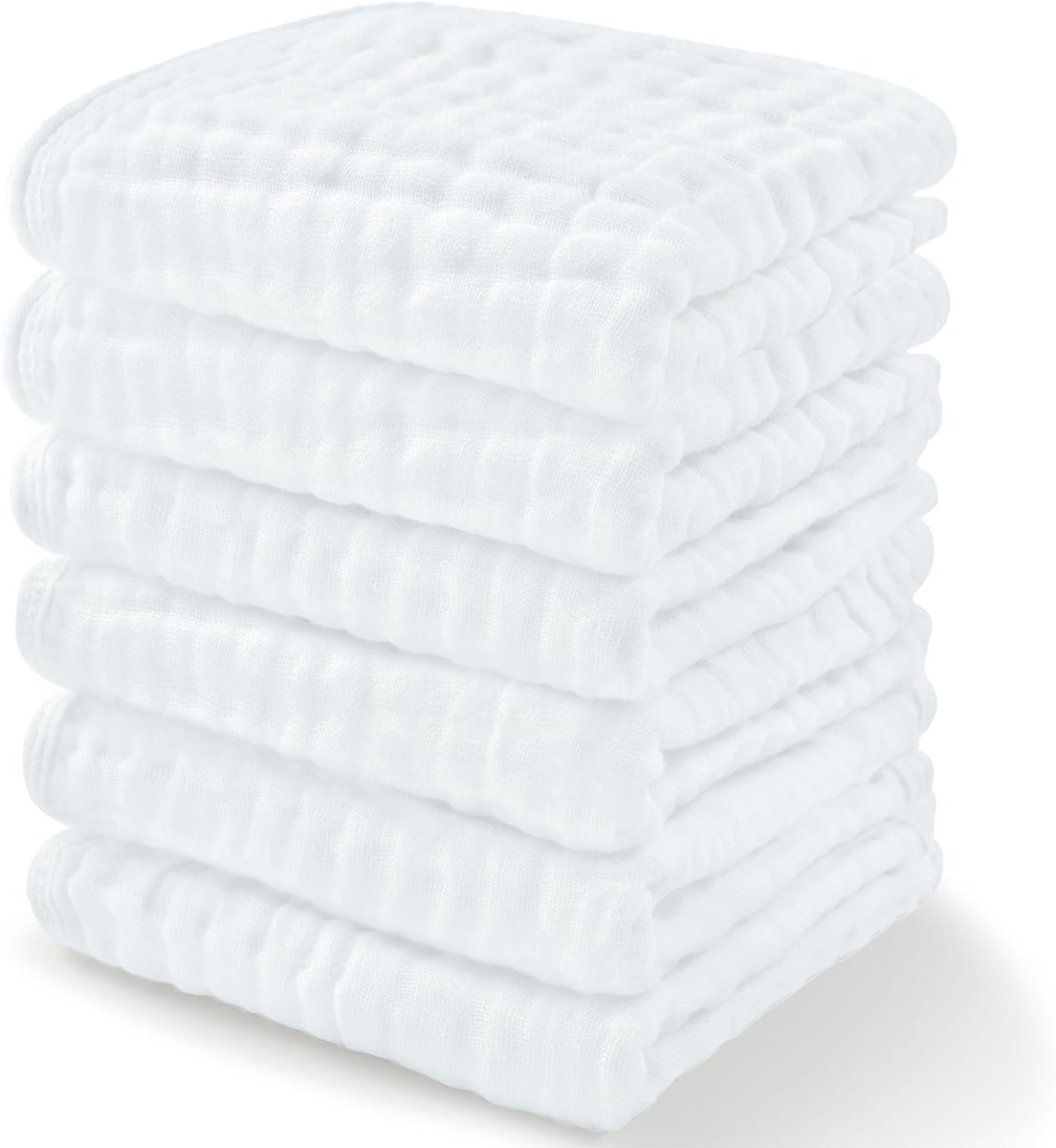 Zachte Mousseline Babywashandjes - 6 Pack van 25 x 25 cm, Ideaal voor Gevoelige Babyhuid