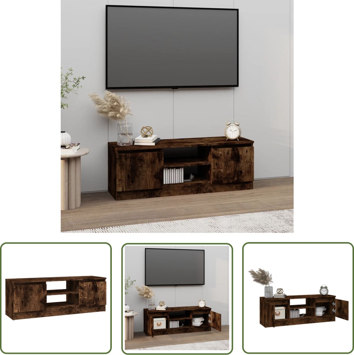 vidaXL Tv Meubilair - Tv Kast - Tv-meubel met deur 102x30x36 cm gerookt eikenkleurig - Houten Tv Kast - Gerookt Eiken - Salontafel