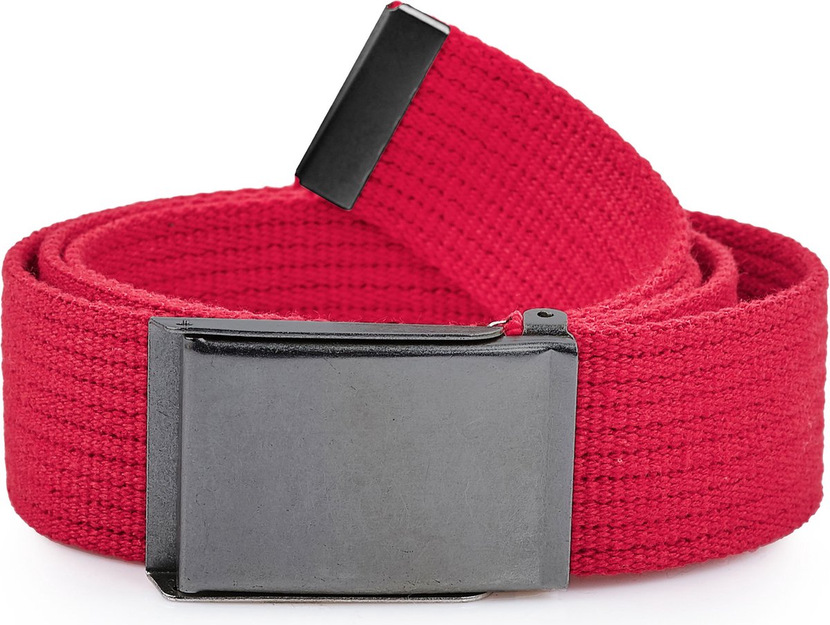 Ladeheid Herenriem - Riem - Broekriem - Verstelbaar - Katoen - LA-EL-P10 - Rood-Grauw - 120 cm