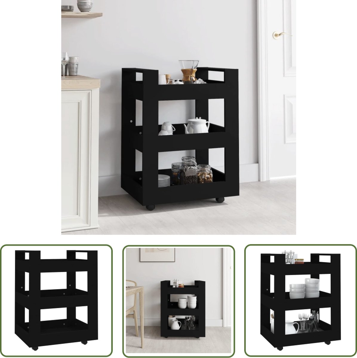 The Living Store Keukentrolley Groentetrolley - 60 x 45 x 80 cm - Duurzaam Hout