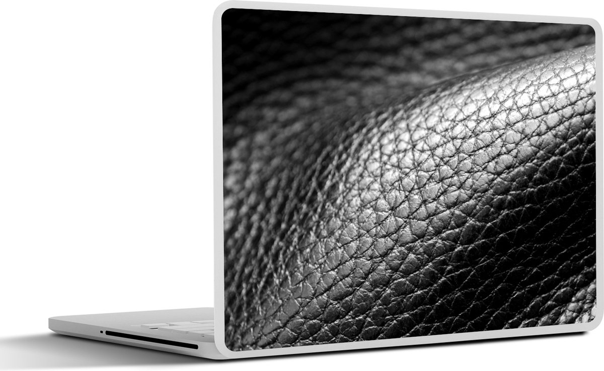 Laptop sticker - 10.1 inch - Leer - Structuur - Zwart - Licht - 25x18cm - Laptopstickers - Laptop skin - Cover