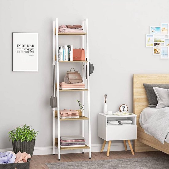 4 Laags Staande Boekenplank,industrieel Ontwerp Opslagrek,voor Woonkamer, Kantoor,Slaapkamer Boekenkasten(44×36×145cm