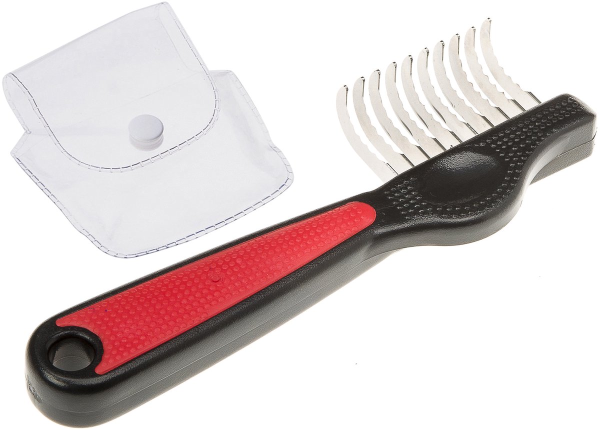 Ferplast Klittenkam Recht Model - Hondenvachtkam - 16.3x5.2x2.4 cm Rood Zwart