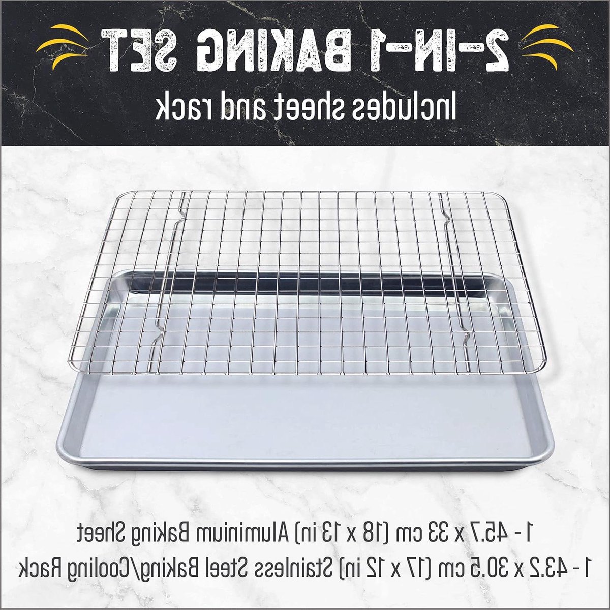 30 x 45 cm Aluminium Bakplaten Set voor Oven Roosteren en Koelen Heavy Duty Koken met Gemak bakrooster