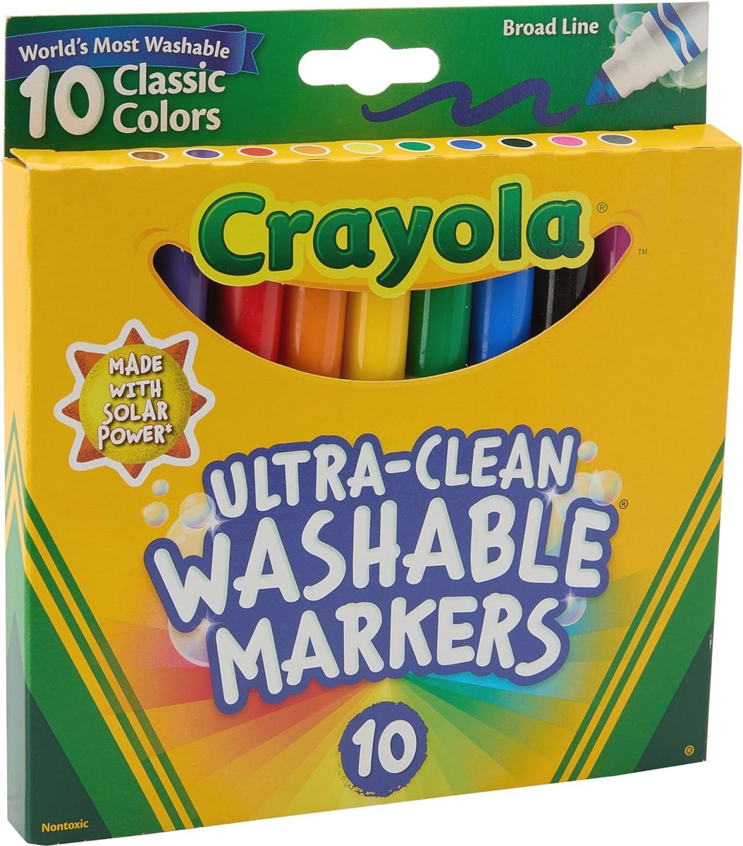 Wasbare Stiften - Brede Lijn Kleurstoffen in Classic Kleuren (10 Stuks)
