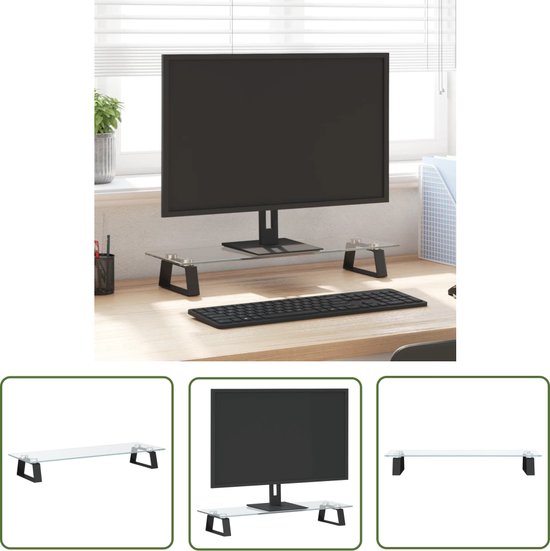 Monitorstandaard (39-72)x17x43 cm massief grenenhout wit kopen