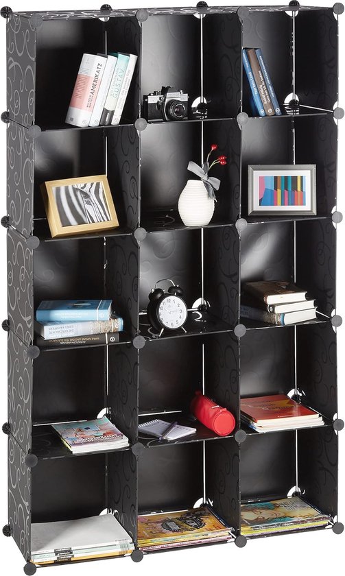 Relaxdays Compartment Cabinet, 15 Compartments, Expandable, Sturdy, Plastic, Flexible Shoe Rack, Room Divider, Transparent Relaxdays Compartment Cabinet, 15 Compartments, Expandable, Sturdy, Plastic, Flexible Shoe Rack, Room Divider, Transparent