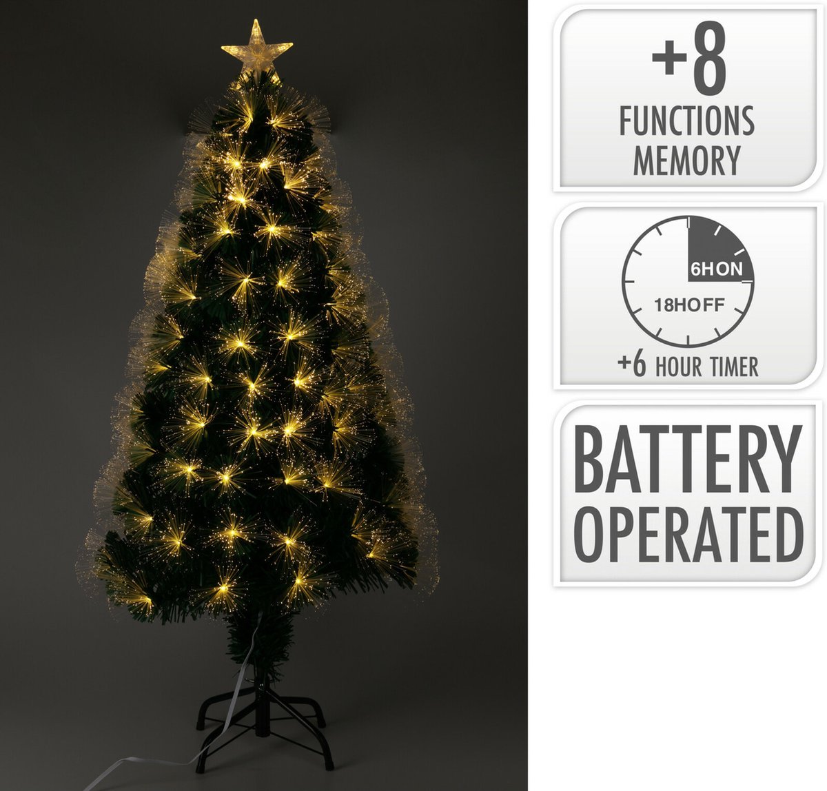 Christmas Decoration Fiber optic kerstboom - sterren led lampjes en piek - 60 cm - 8 functies – foto 2