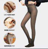Fleece panty - XXL - Zwart Nude Look - Winter - 220g -panty - sterke panty - warme panty - huidskleur look - stijlvolle look - Thermo panty - corrigerend - fleece - Gevoerde Thermo Panty