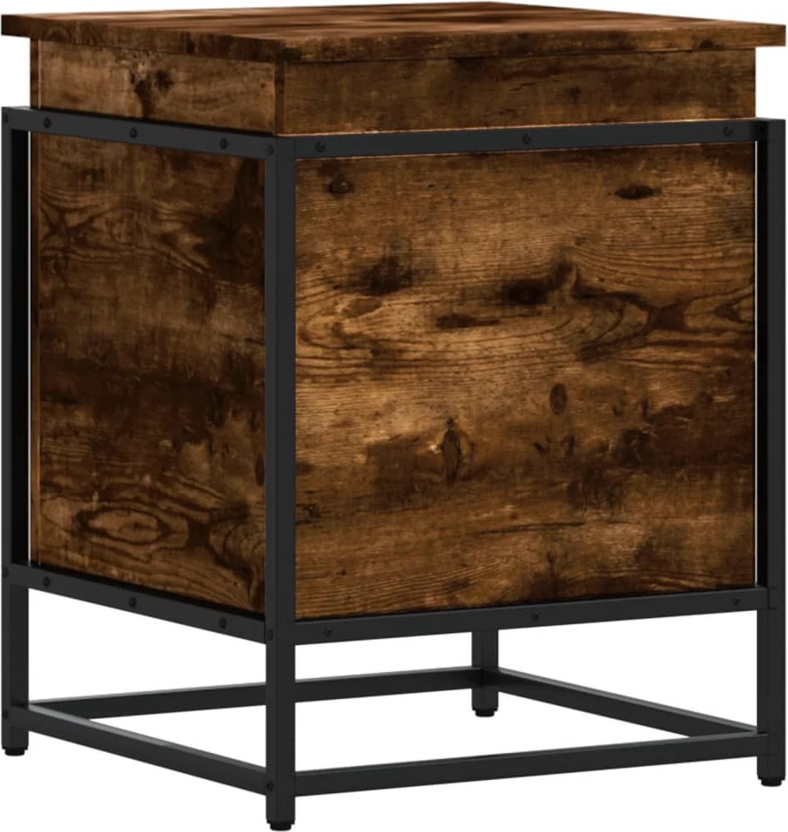 vidaXL - Opbergbox - met - deksel - 40x40x51,5 - cm - bewerkt - hout - gerookt - eiken