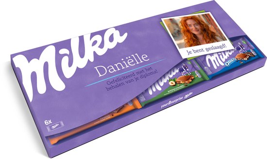 Foto: Gepersonaliseerde mega milka milka chocola 600 gram chocoladereep cadeau chocolade