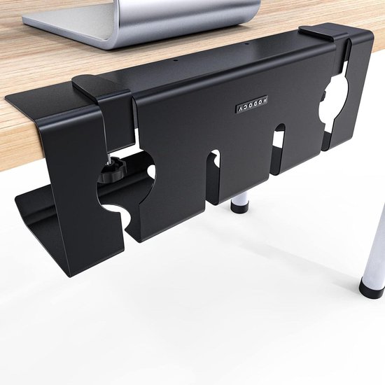 Kabelmanagement bureau, kabelgoot, bureau, klembaar, zonder boren, voor stekkerdoos onder bureau, kit kabelbeheer tray kabelhouder voor thuis of kantoor, zwart