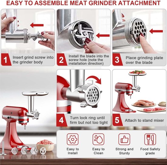 3 Disques Inox Aluminium G3 Ferrari G10136 Pétrisseur Planétaire Avec Tire-pâtes Machine à Pâtes Hachoir Viande Kitchenaid