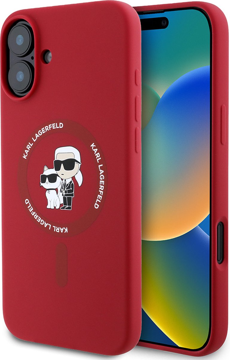 Karl Lagerfeld Backcase hoesje geschikt voor iPhone 16 - Effen Rood - Silicone