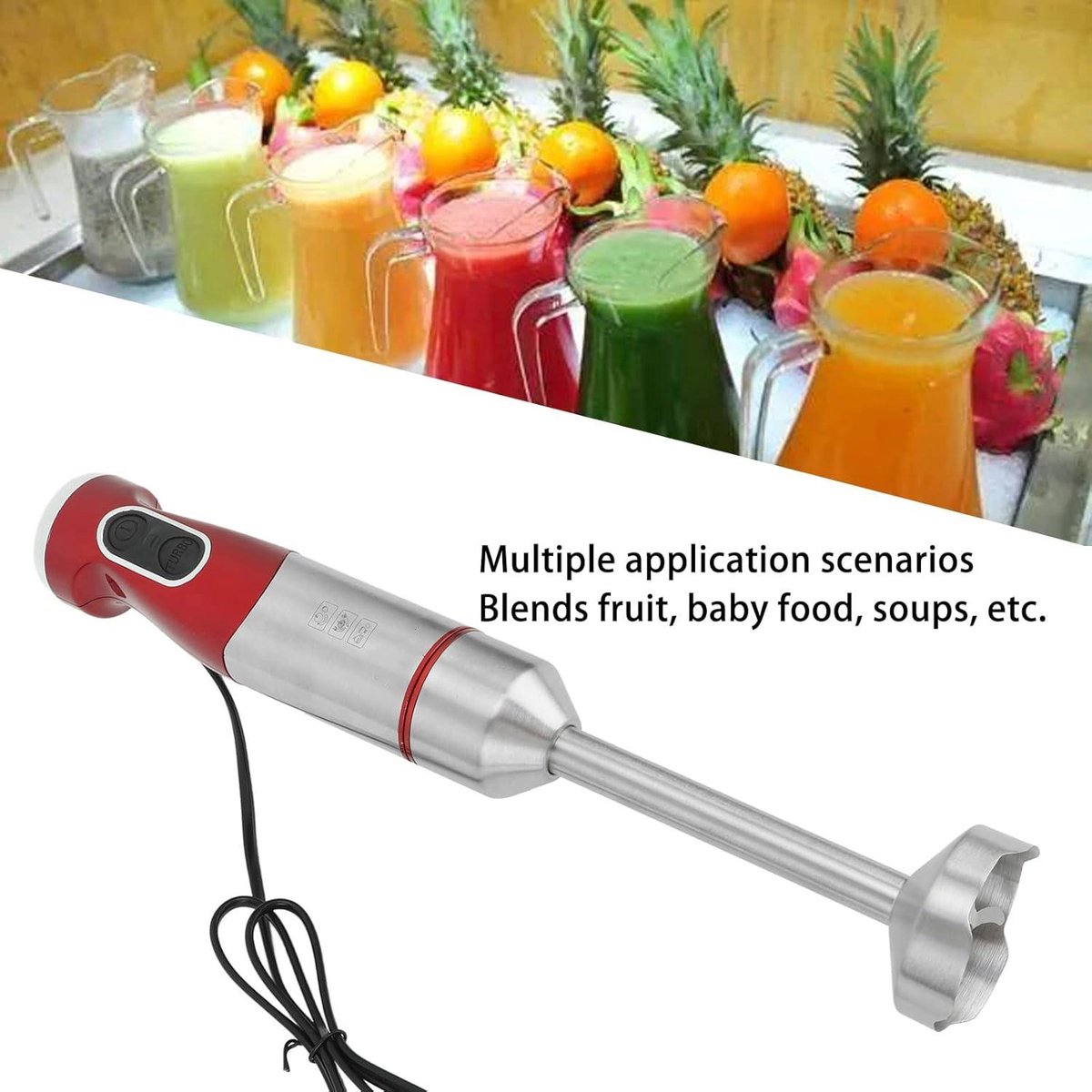 Hand Blender 800 W Electric Mini Hand Mixer - Stainless Steel Blades for Baby Food and Soups