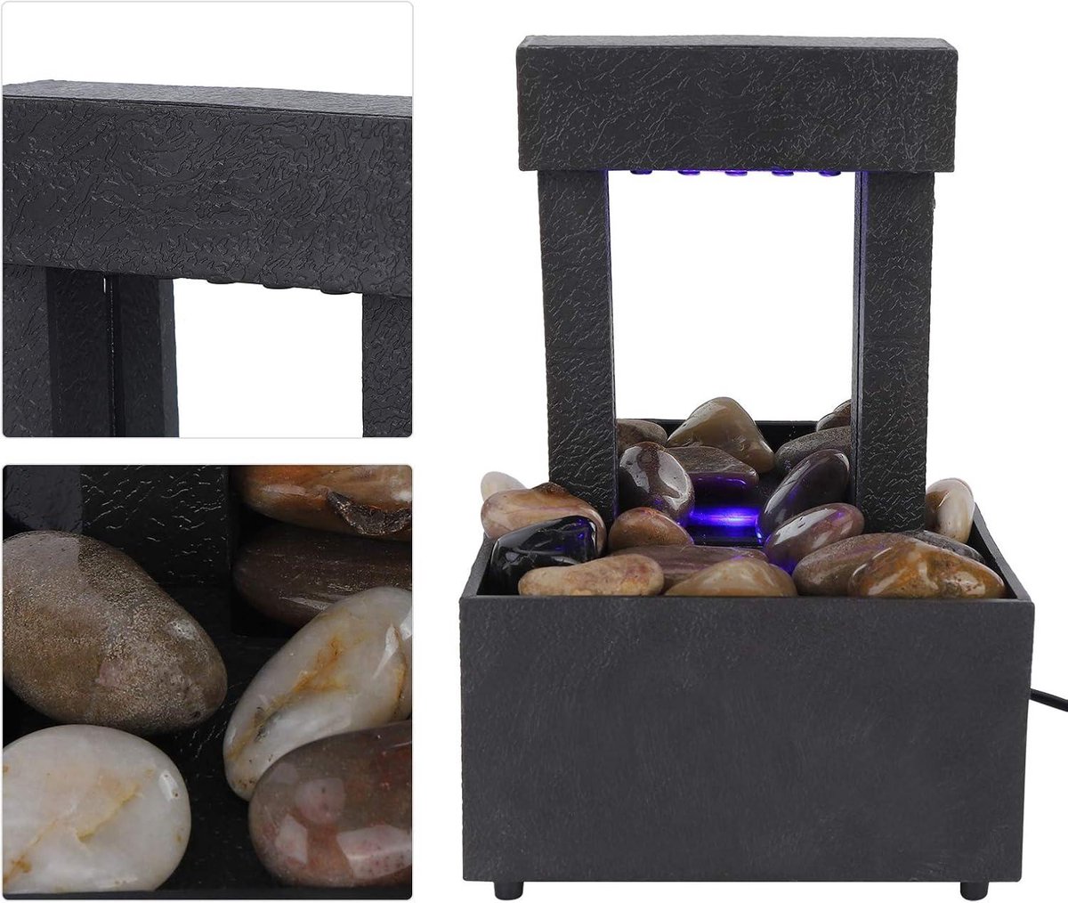 Tafelblad Fontein, USB LED Indoor Fontein Verlichte Waterval Tafelblad Fontein met Stenen voor Office Home Decoration