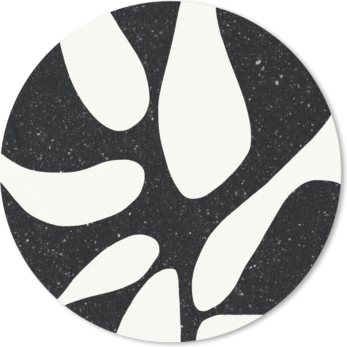 Muismat rond 30x30 cm - Mousepad Plant - Zwart - Minimalisme - Ronde muismatten