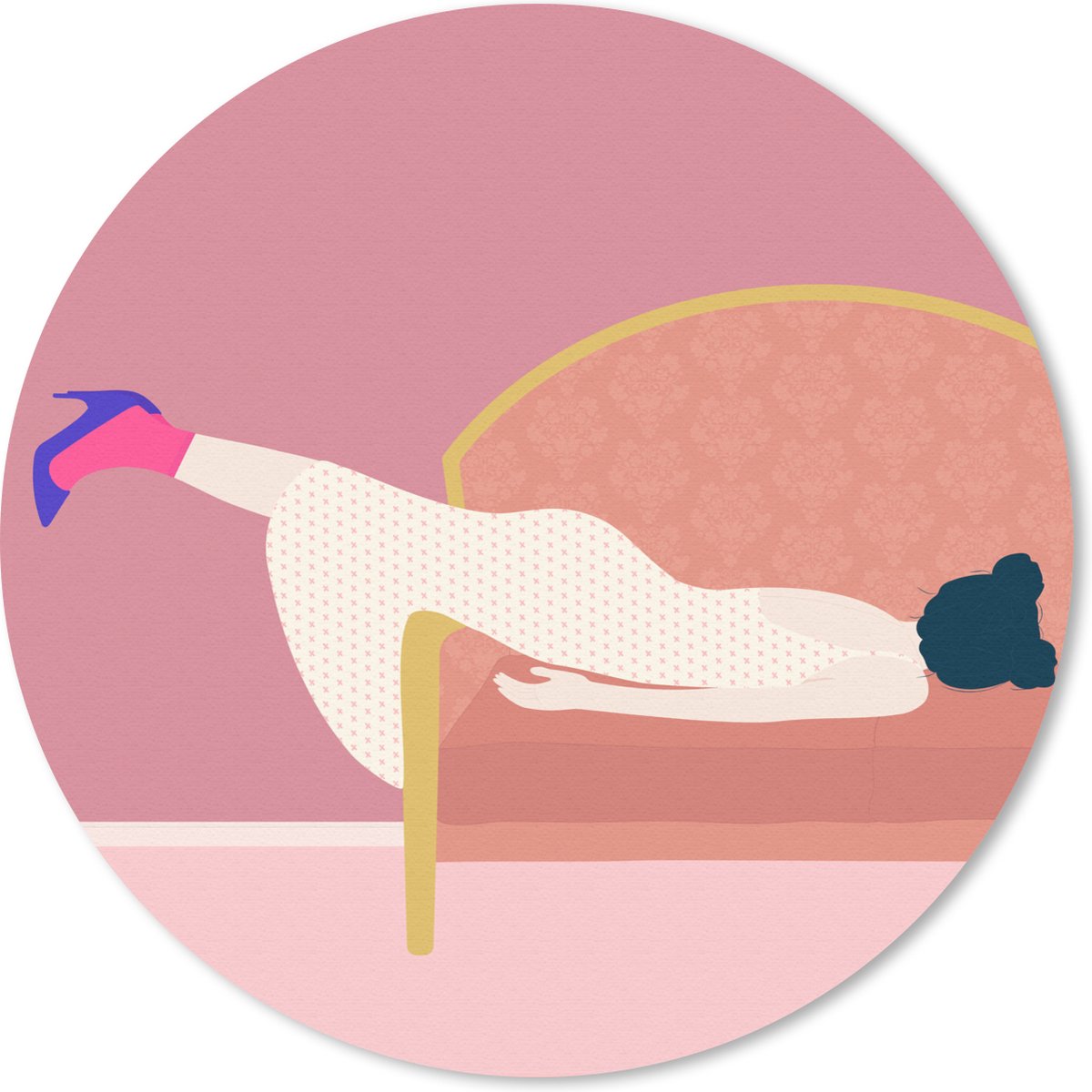 Muismat rond 30x30 cm - Mousepad Vintage - Vrouwen - Pastel - Ronde muismatten