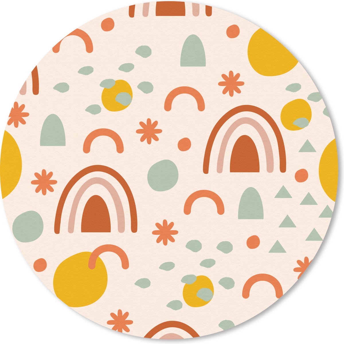 Muismat rond 20x20 cm - Mousepad Zon - Zomer - Figuren - Abstract - Ronde muismatten