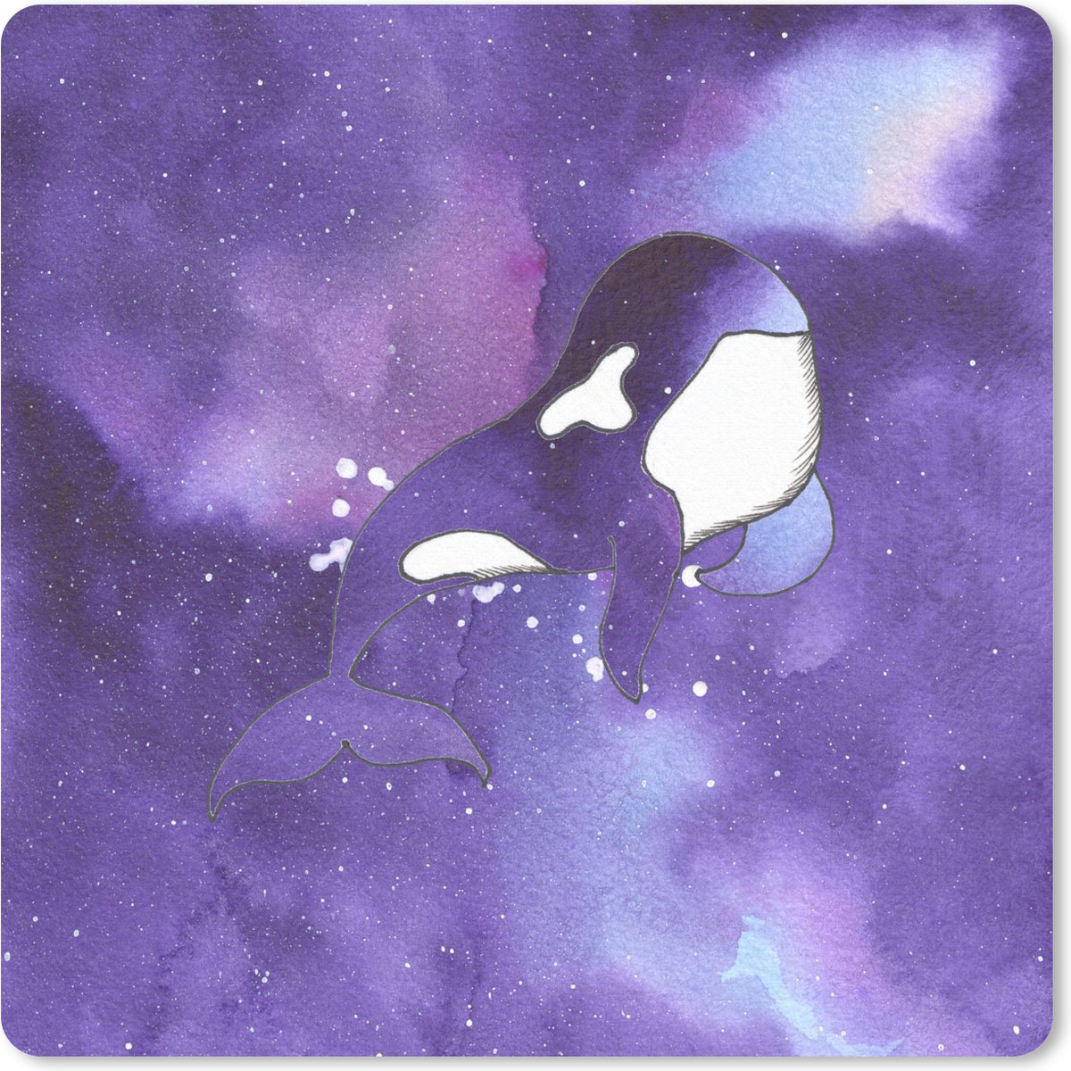 Muismat 30x30 cm - Mousepad Orka - Verf - Zee - Paars - Muismatten