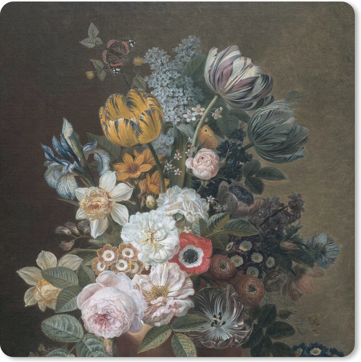 Muismat 30x30 cm - Mousepad Stilleven met bloemen - Schilderij van Eelke Jelles Eelkema - Muismatten