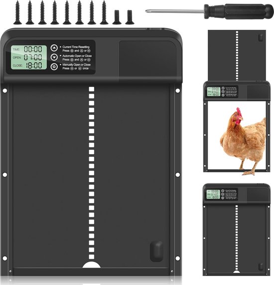 Automatische Kippenklep Met Tijdmodus - Elektrisch Kippenhok Met Waterdicht Groot Display Veilig Kippen Houden Katten En Puppydeuren Kippenhok Automatische Kippenklep Met Tijdmodus - Elektrisch Kippenhok Met Waterdicht Groot Display Veilig Kippen Houden Katten En Puppydeuren Kippenhok