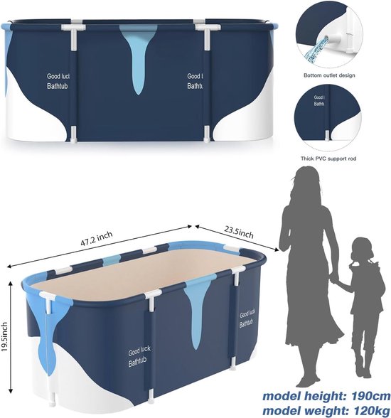 HWGING Opvouwbare badkuip voor volwassenen, 120 x 55 cm, inklapbare badkuip, mobiele badervaring met eenvoudige installatie, milieuvriendelijke opvouwbare badkuip, ideaal voor thuis-spa HWGING Opvouwbare badkuip voor volwassenen, 120 x 55 cm, inklapbare badkuip, mobiele badervaring met eenvoudige installatie, milieuvriendelijke opvouwbare badkuip, ideaal voor thuis-spa