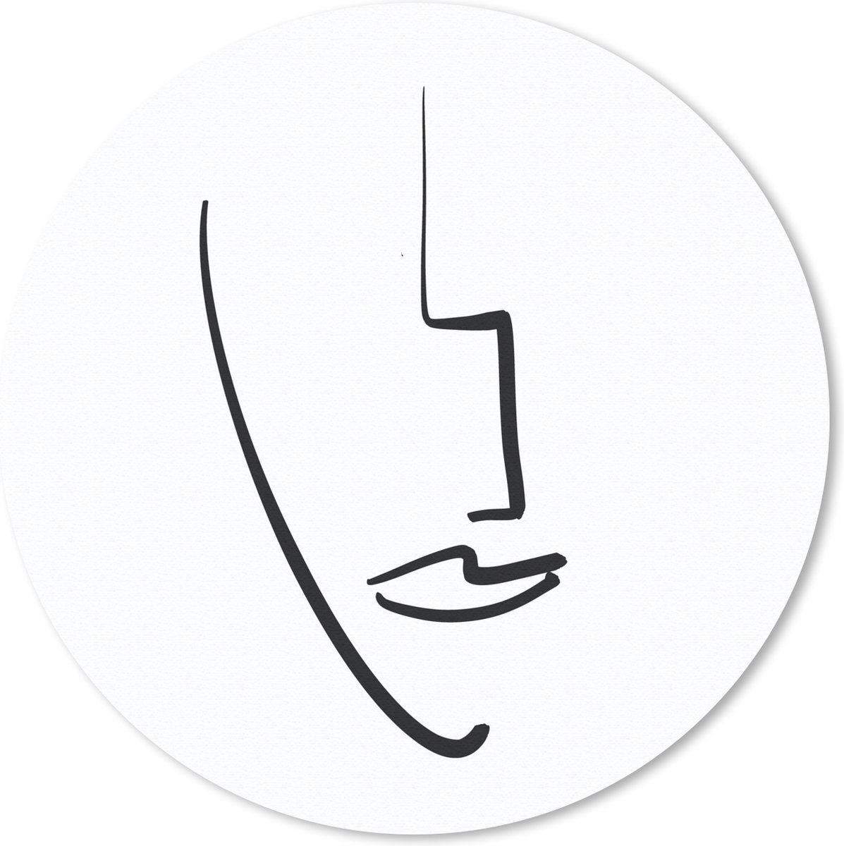 Muismat rond 50x50 cm - Mousepad Gezicht - Zwart - Wit - Abstract - Ronde muismatten
