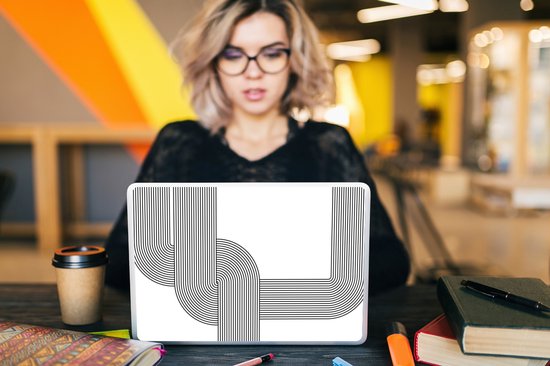 Sticker ordinateur portable - 12,3 pouces - Zwart - Wit - Ligne