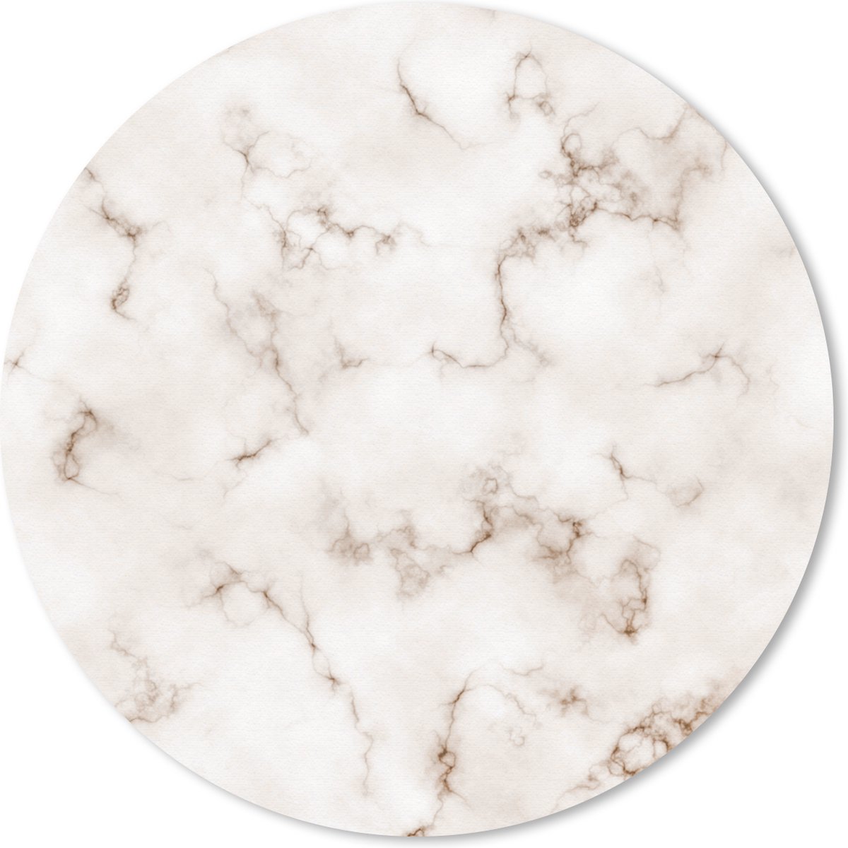 Muismat rond 40x40 cm - Mousepad Wit - Luxe - Marmer print - Ronde muismatten