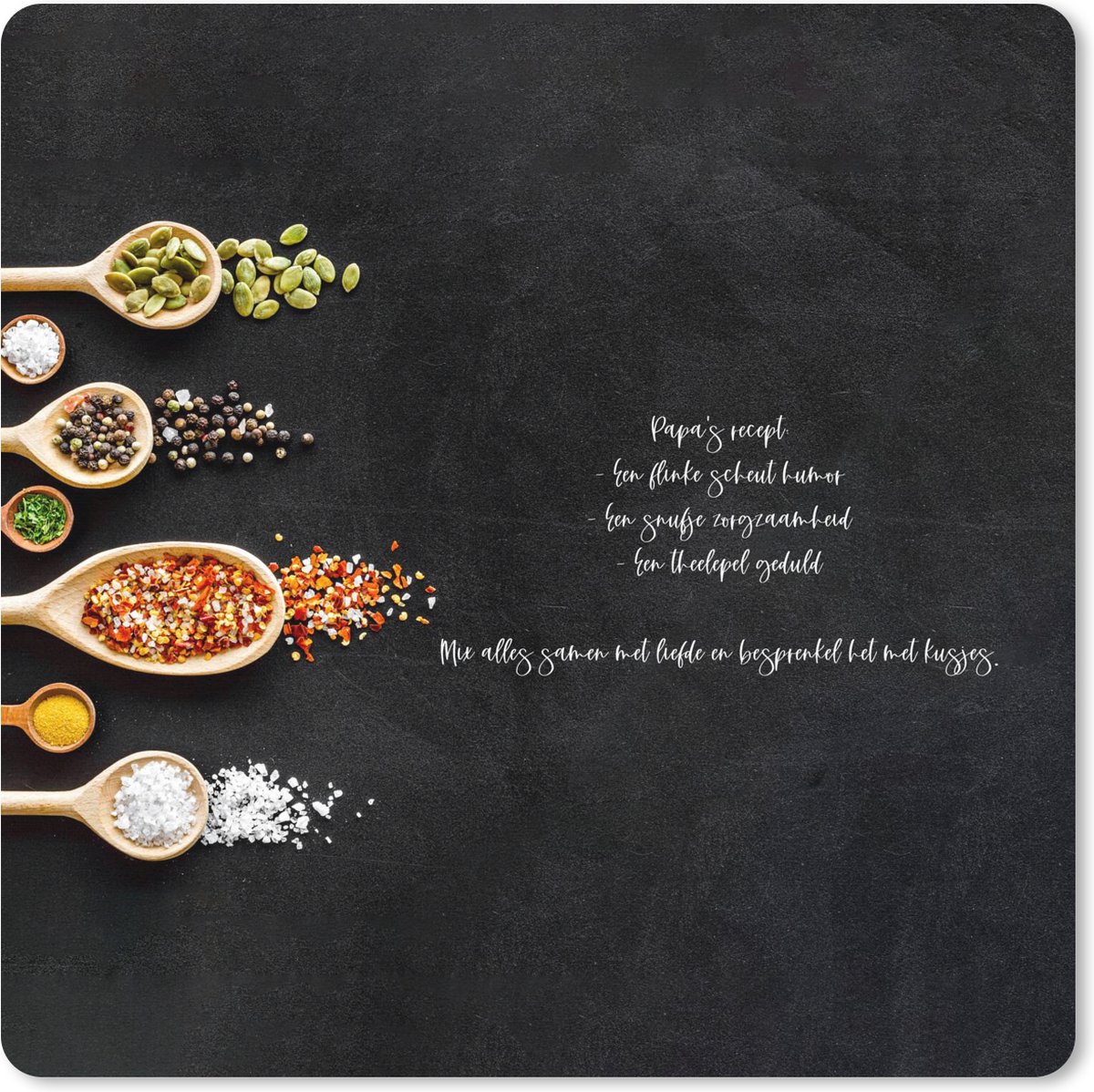 Muismat XXL 60x60 cm - Bureau onderlegger - Bureau mat Spreuken - Papa's Recept - Papa - Quotes - Koken - Bureaumat - Gaming mousepad xl - Bureaulegger groot - Computer deskmat